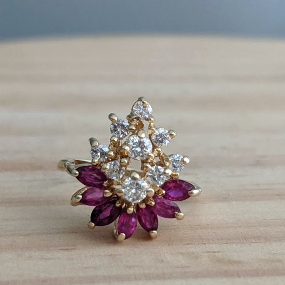 14k Gold 1.5ct Ruby and Diamond Ring - Picture 1 of 8